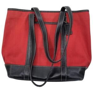 coach large red black nylon shoulder bag